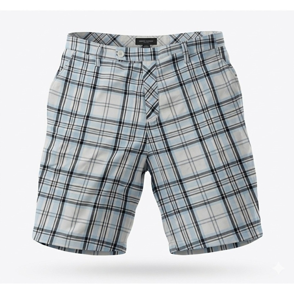 Hurley Adam Silver PMW606BALI Men's Blue Plaid Shorts. Size 36